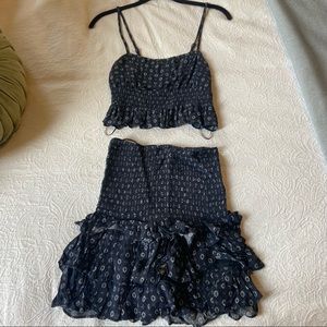 Blue and white two piece set